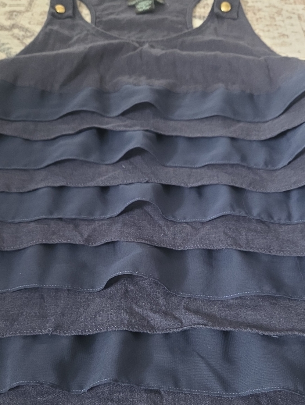 Cynthia Rowley Navy Layered Ruffle Racerback Tank - Picture 3 of 5